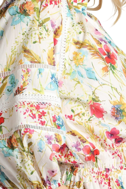 Lace Trim Floral Midi