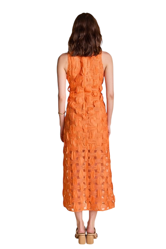 Grid Textured Sleeveless Maxi