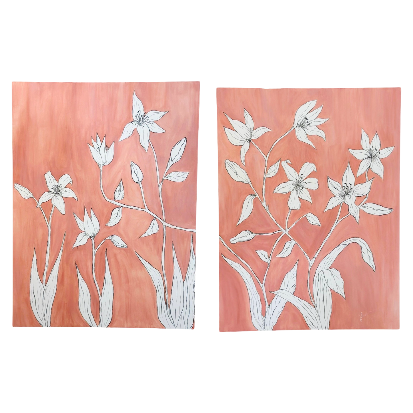 Jennifer Leverett Art - Day Lily Diptych (Left & Right Facing)