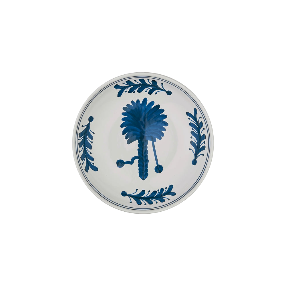 Blue Palm Tree Ceramic Shallow Bowl