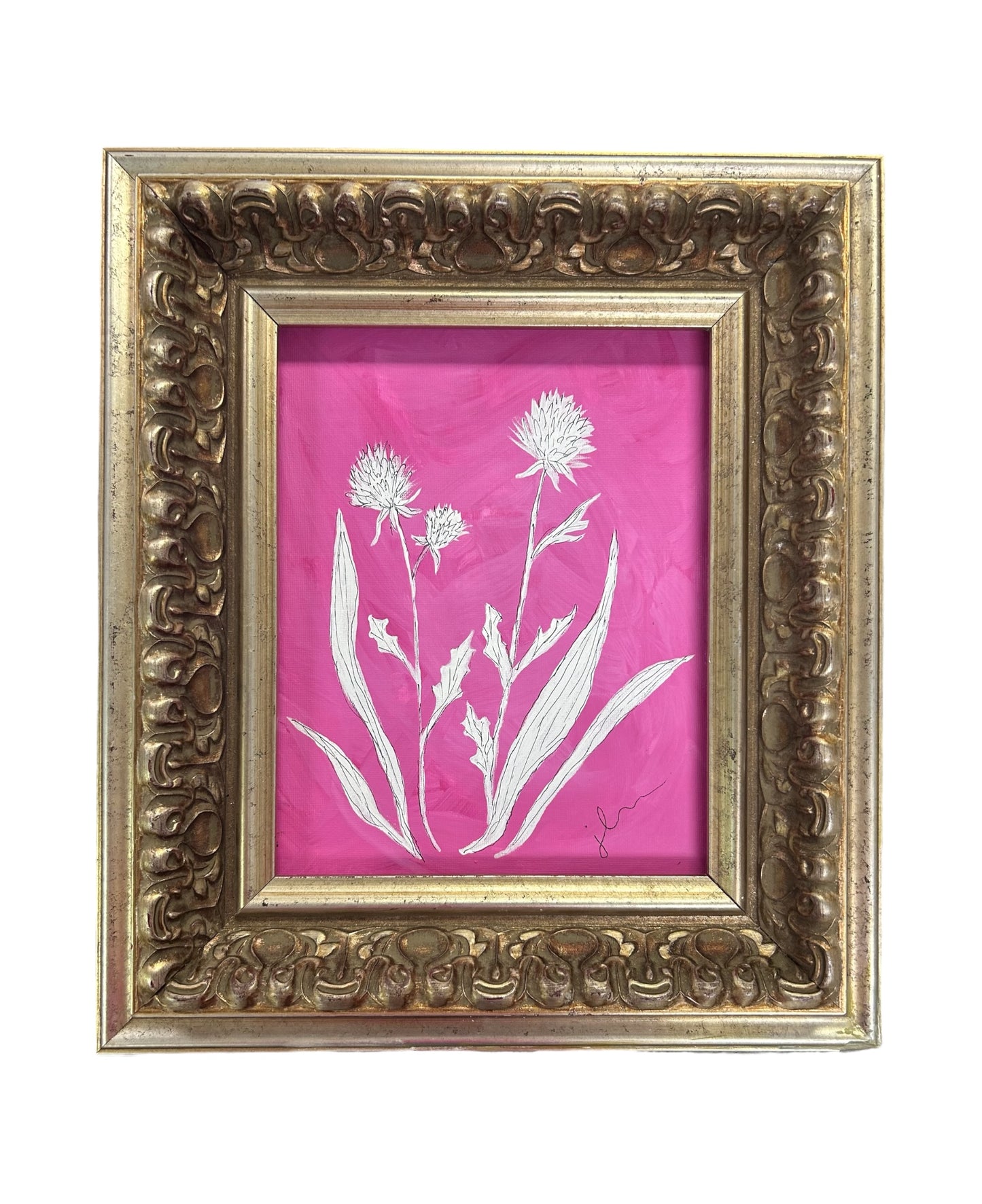Jenn Leverett Art - Pink Clover Framed 8 x 10