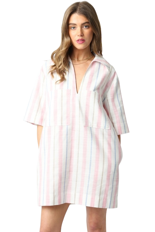 Jules Striped Mini in Pink & Blue