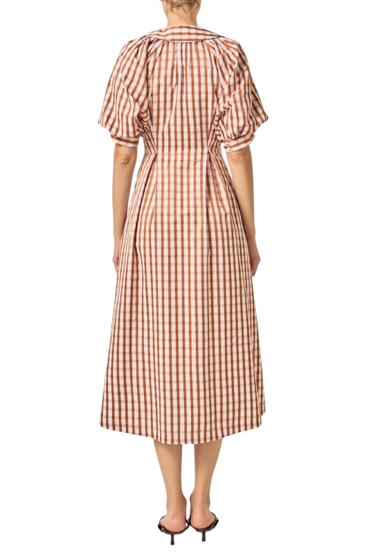 Pink Multi Gingham Check Midi Dress