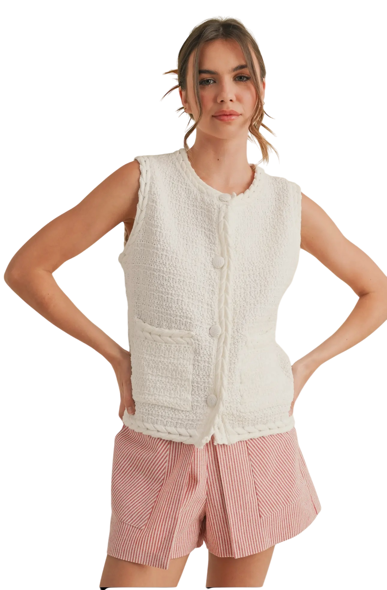 Cable Trim Sweater Vest - Two Colors!!