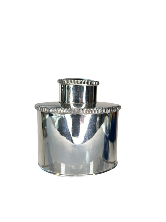 Oval Tea Caddy English Silver Plate
