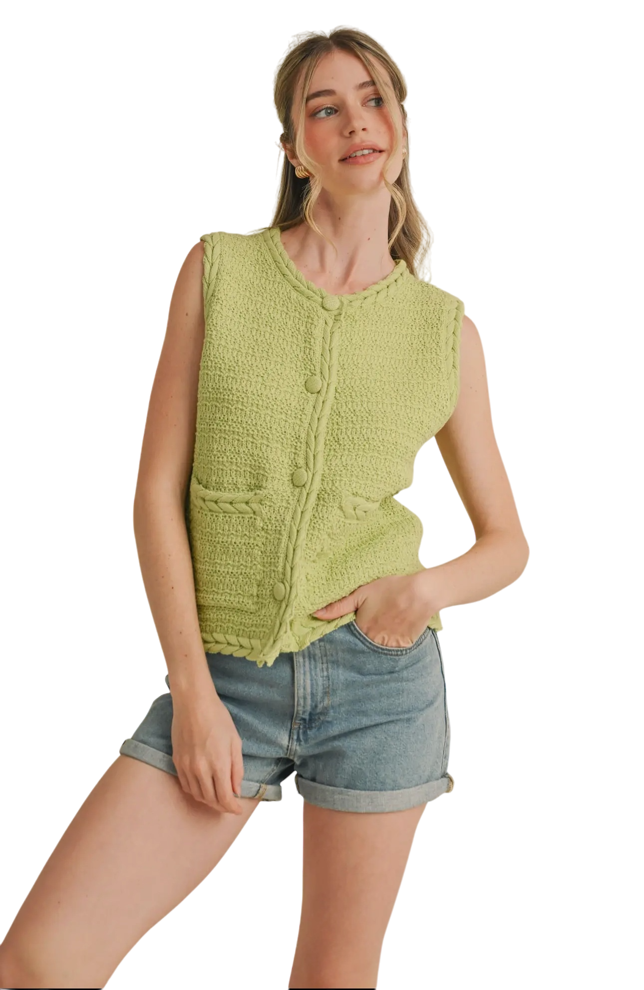 Cable Trim Sweater Vest - Two Colors!!