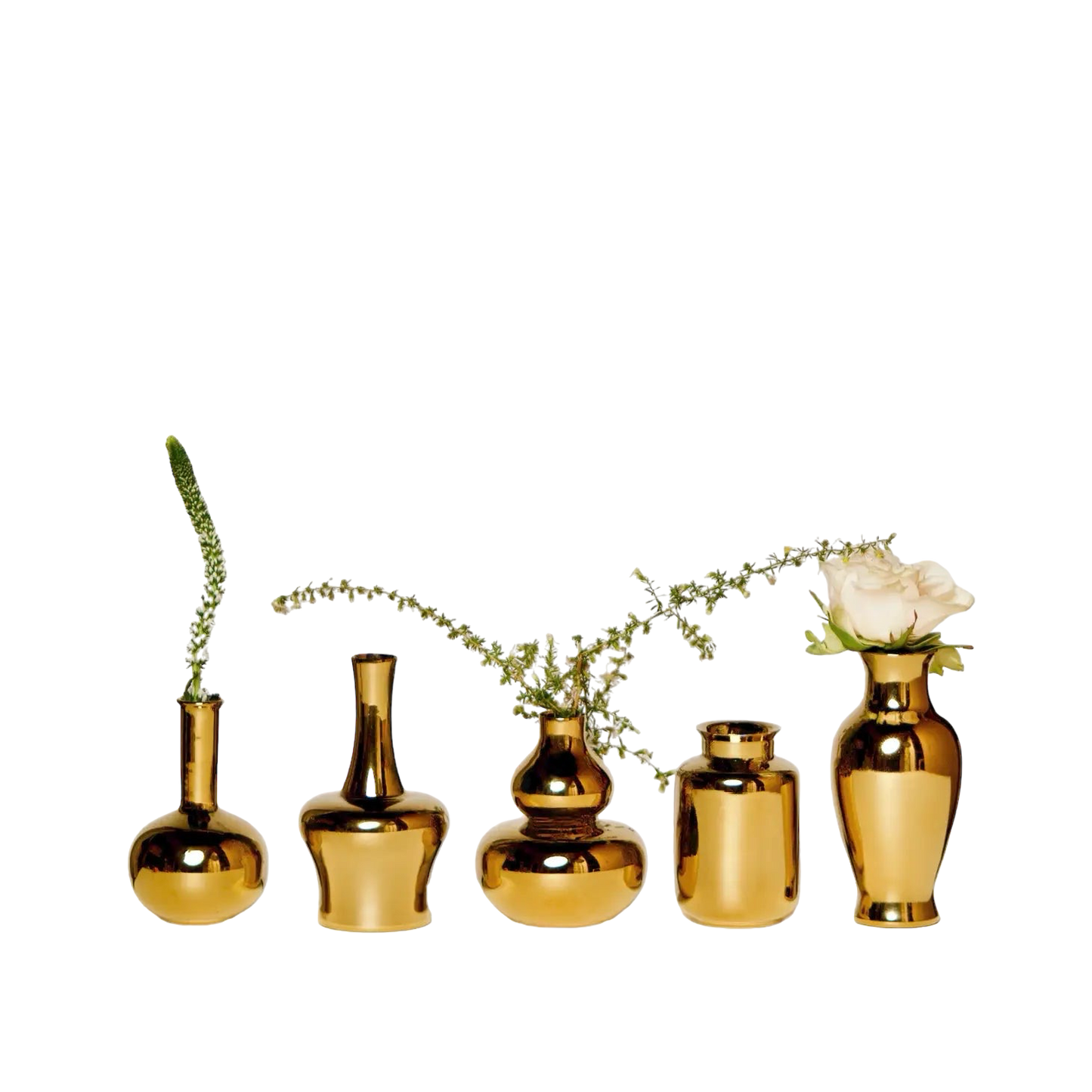 Metallic Gold Porcelain Mini Vases