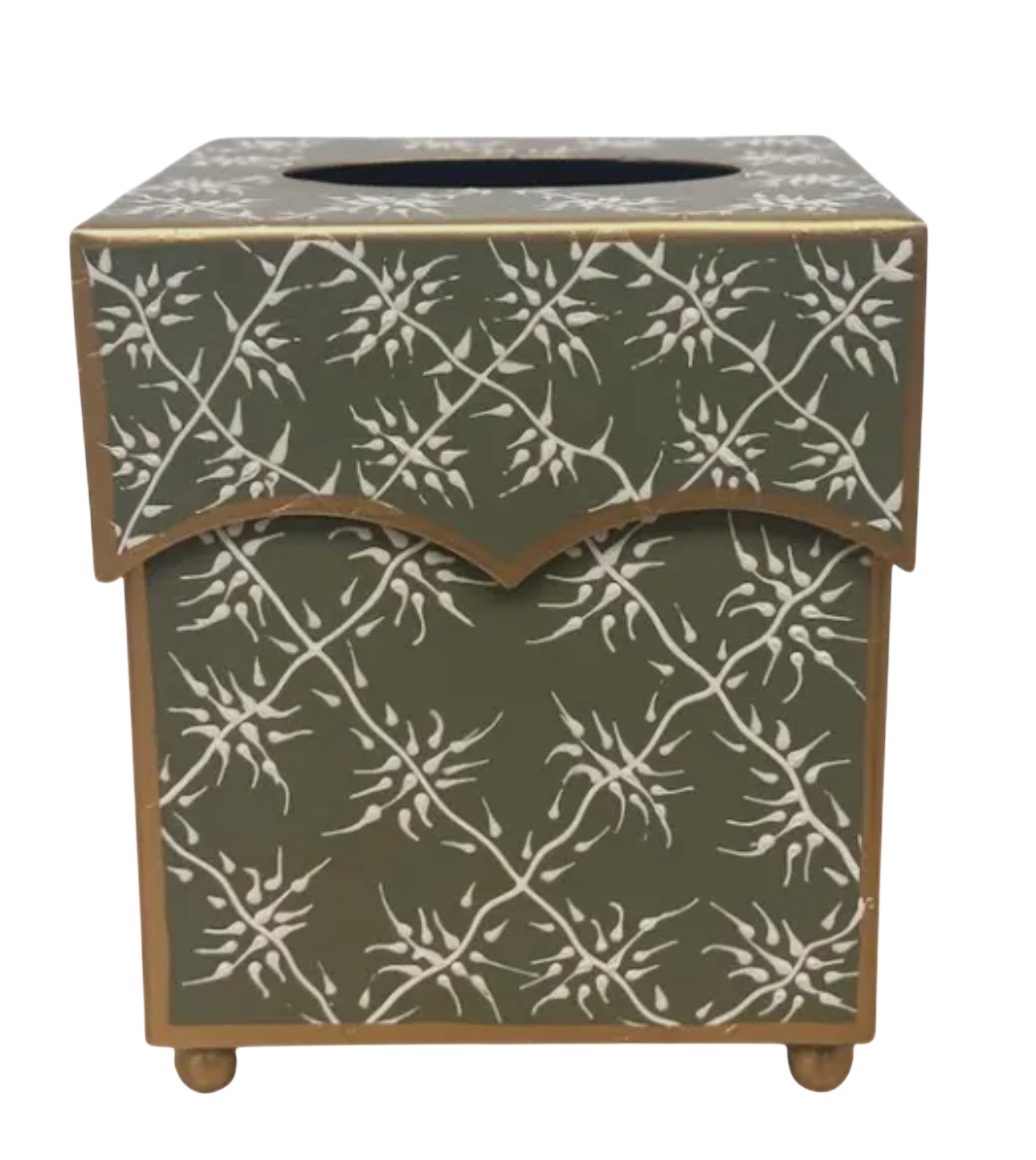 Moss Green Leaf Trellis Tissue Holder
