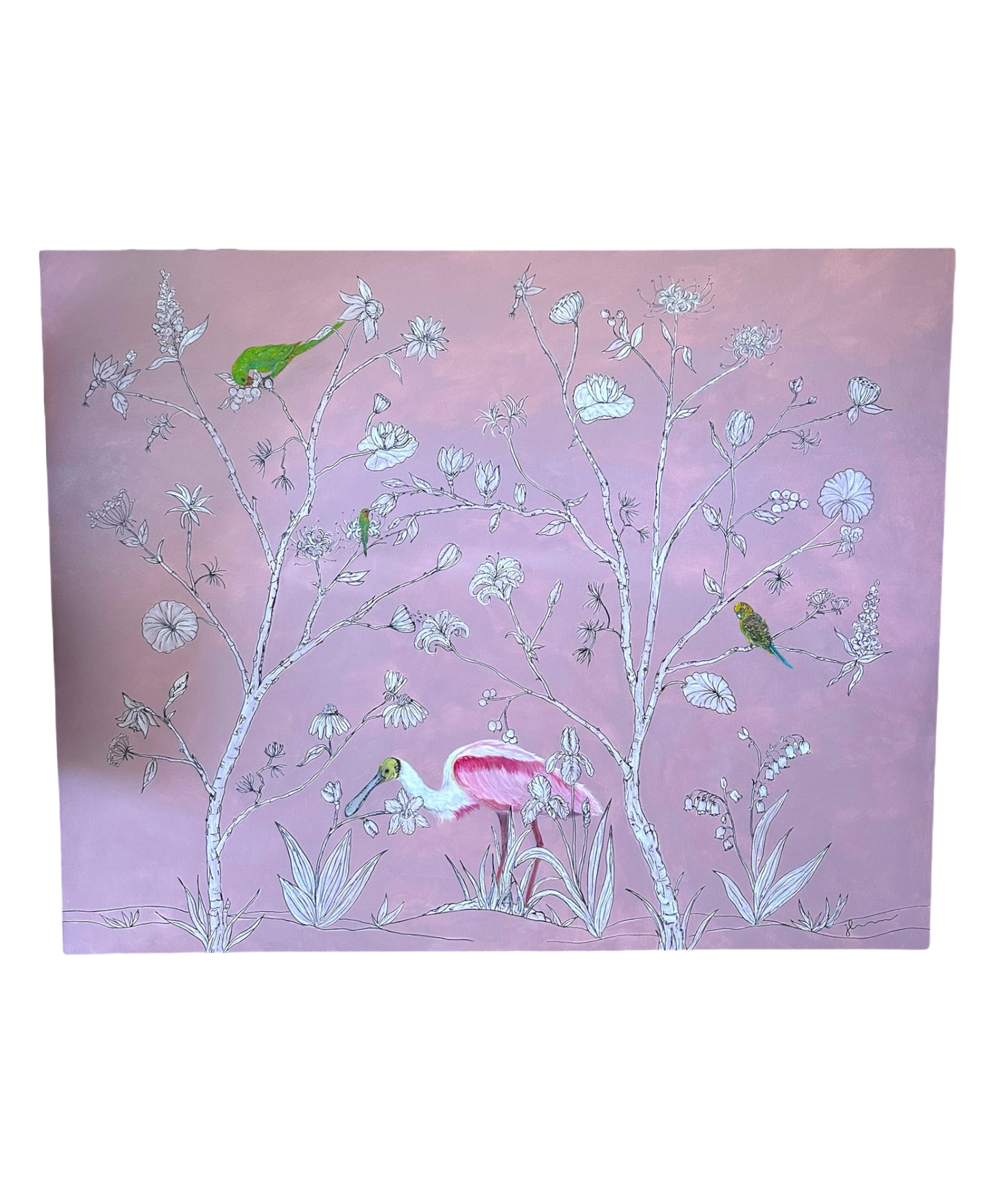 Jenn Leverett Art - Reverse Chinoiserie 48” x 60”