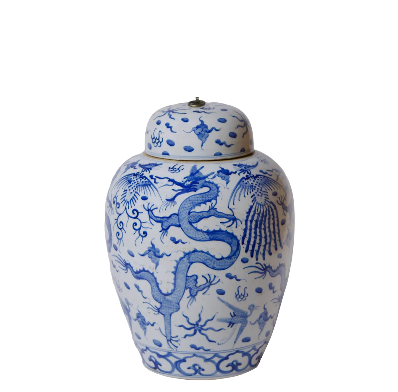 Blue and White Porcelain Dragon Lidded Jar