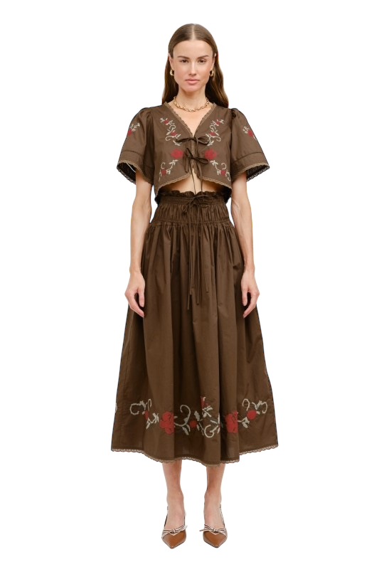 Sivan Embroidered Crop Top & Skirt Set