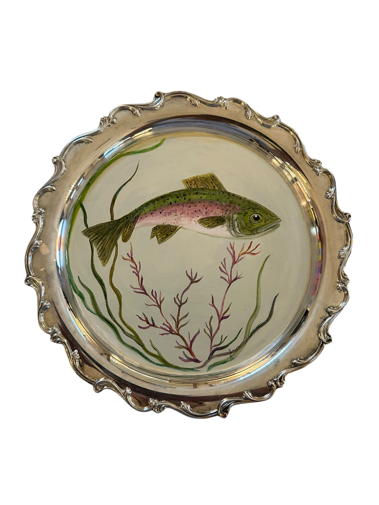 Jenn Leverett Art - Flora Danica Trout on Silver II