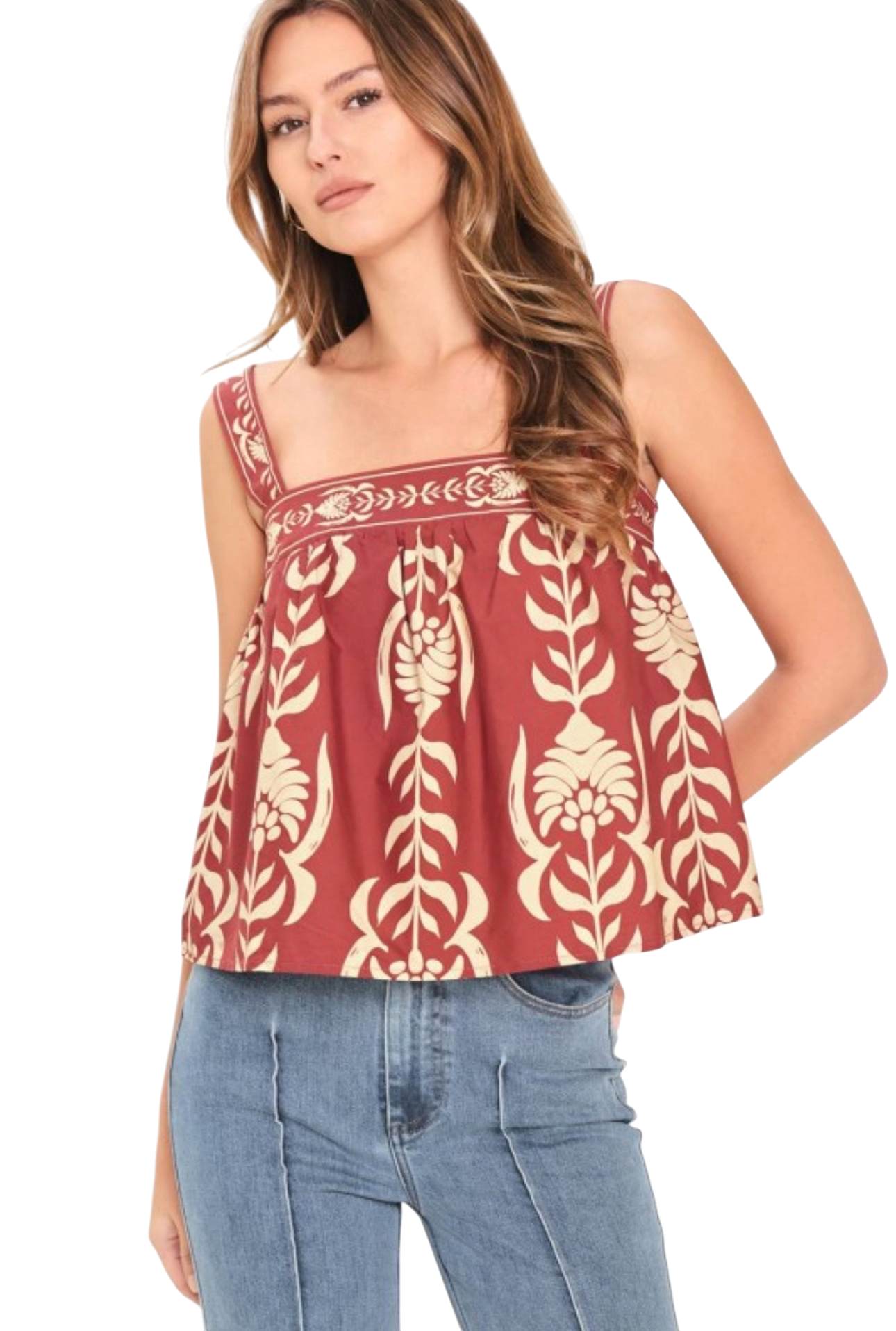 Burgundy Floral Top
