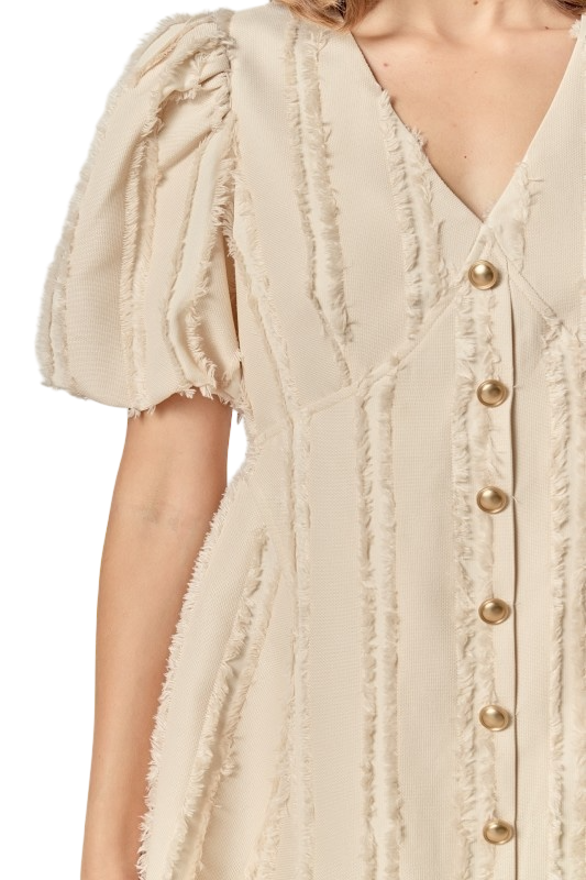 Textured Button Up Mini Dress