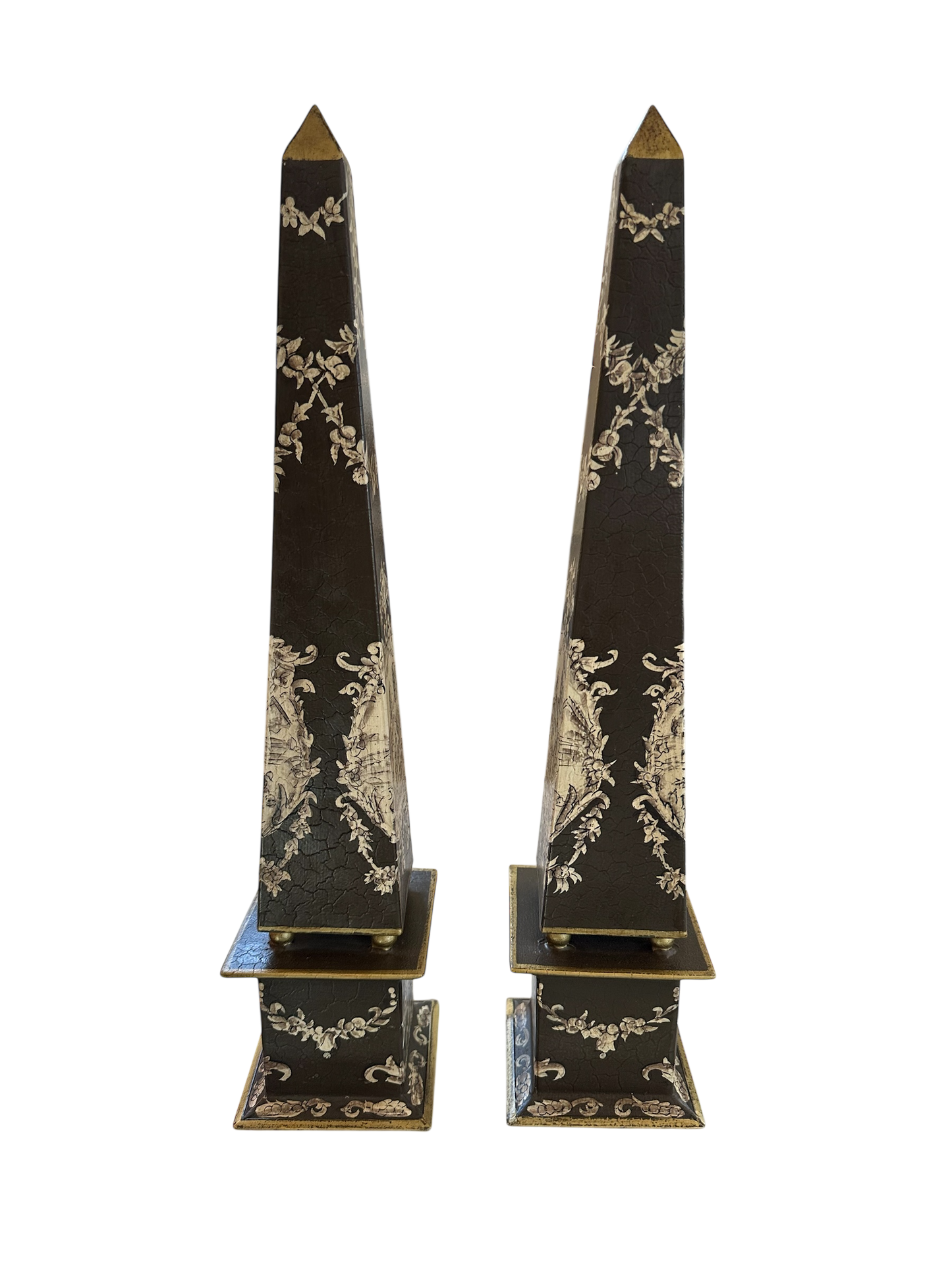 Pair of Chinoiserie Obelisks