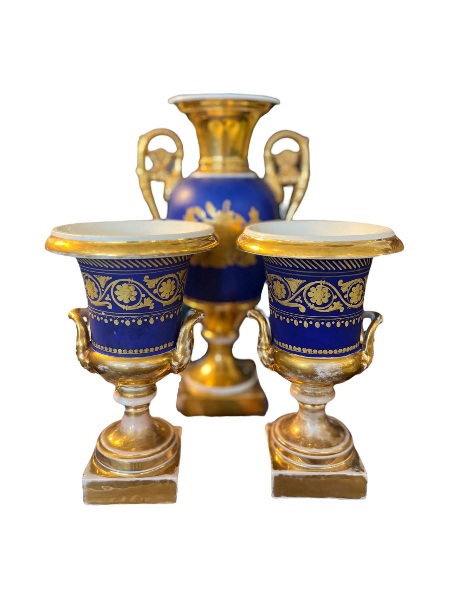 Paris Porcelain Cobalt 3 Piece Garniture