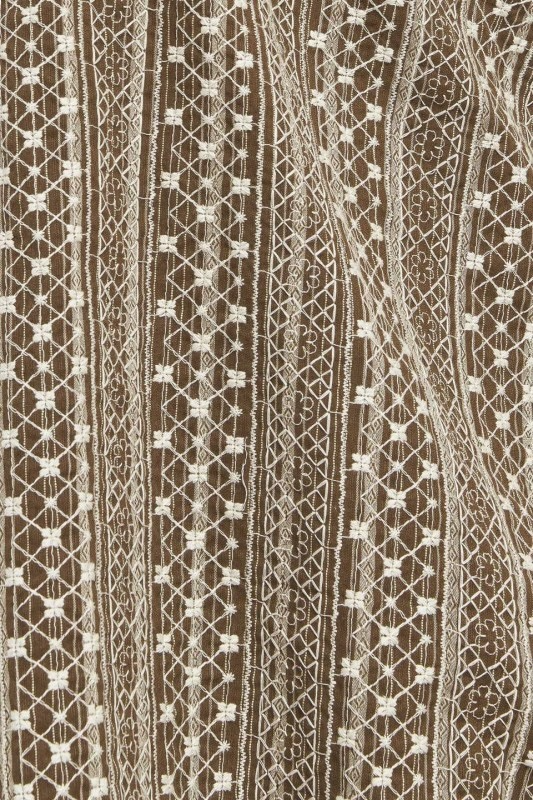 Chocolate Embroidered Textured Mini