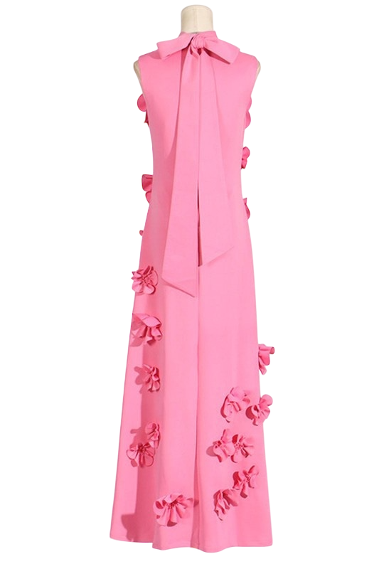 Pink Floral Appliqué Gown