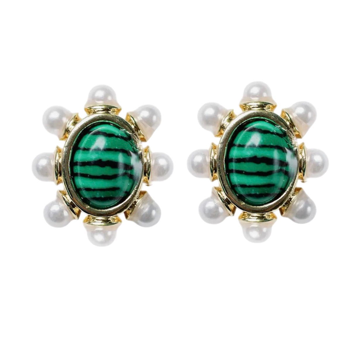 Malachite Pearl Studs