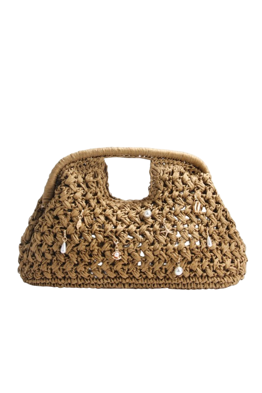 Raffia Clutch w/ Charms