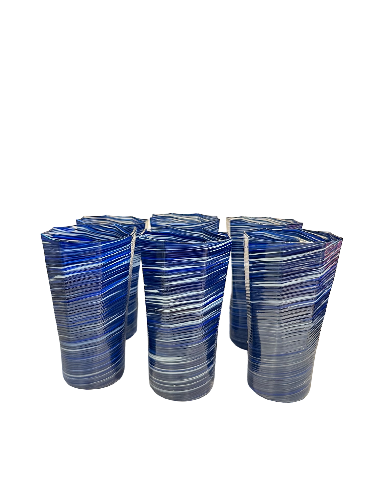 Set of 6 Tall Octagonal Twist Glasses