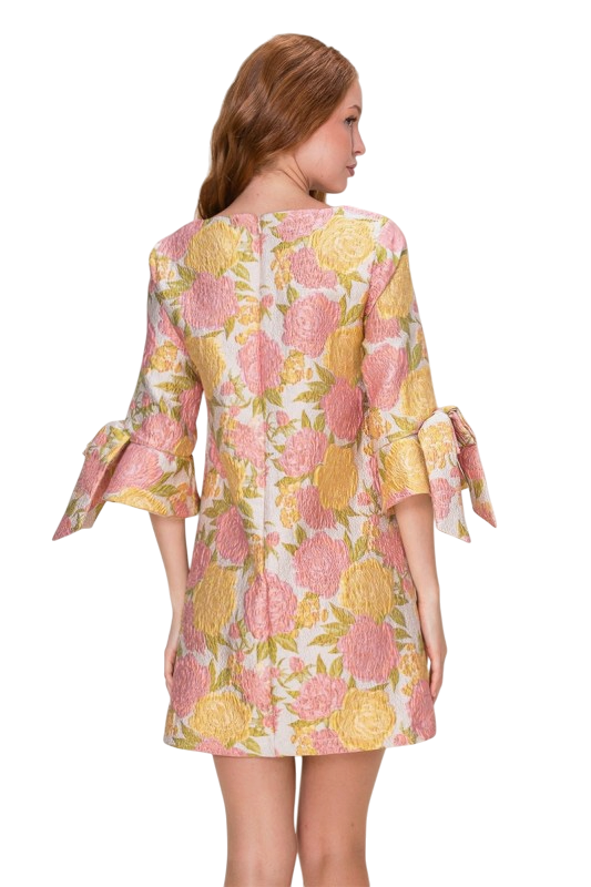 Yellow & Pink Rose Jacquard Mini