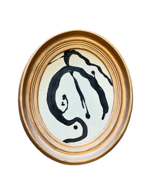 Jenn Leverett Art - B & W Oval Abstract