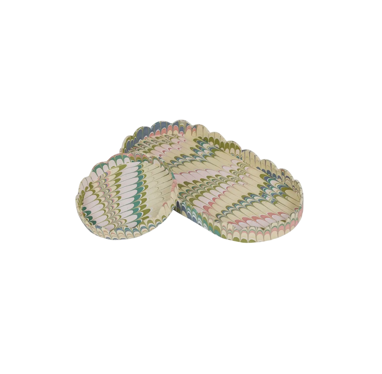 Marbled Round Scalloped Tray Set -
Moss Mountain