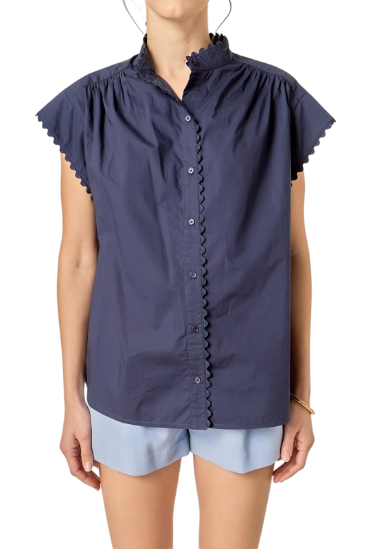 Ric Rac Short Sleeve Shirt - Navy