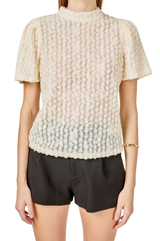 Textured Mock Neck Top
