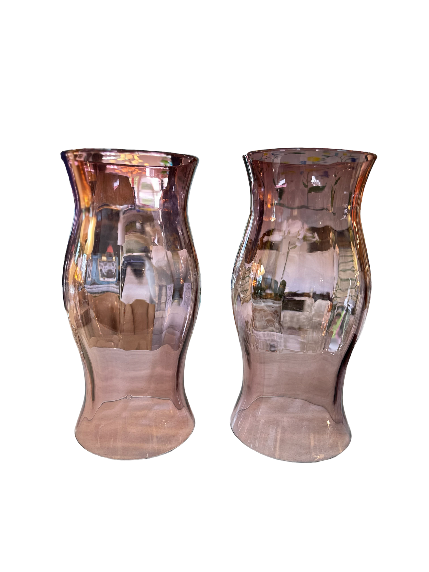 Pair of Amethyst Yeoward Hurricane Globes