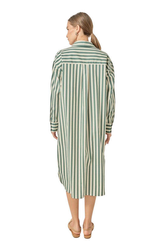 Green Striped Midi Dress