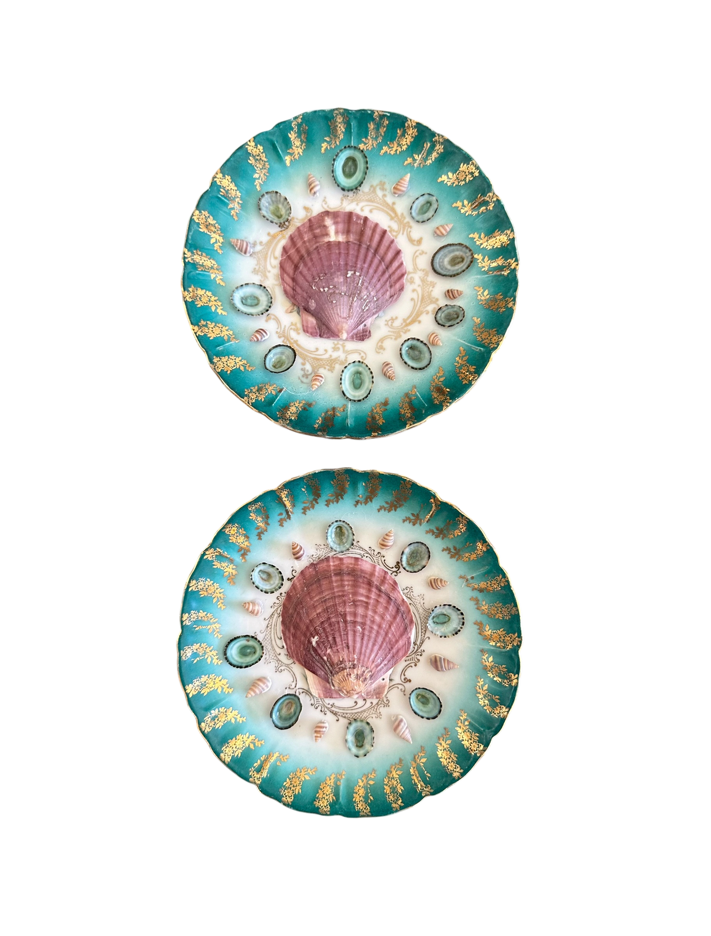 Jenn Leverett Art - Like Pair of Shell Encrusted Italian Plates