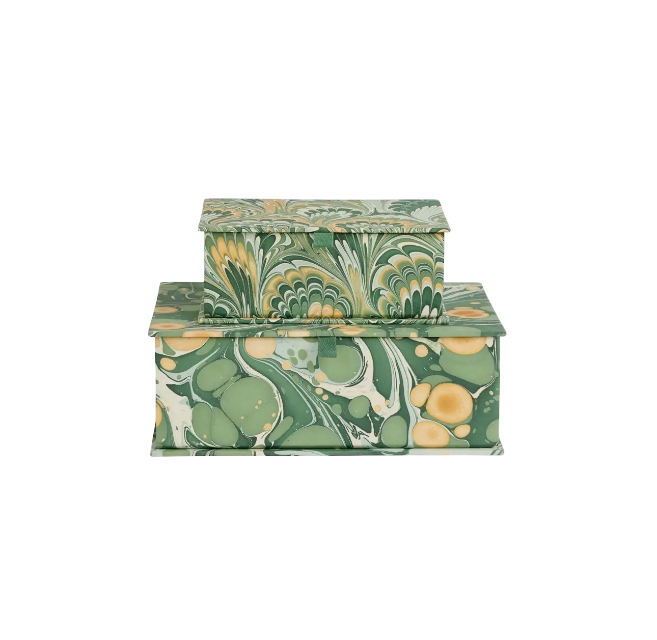 Marbled Keepsake Box Set - Green/Golden