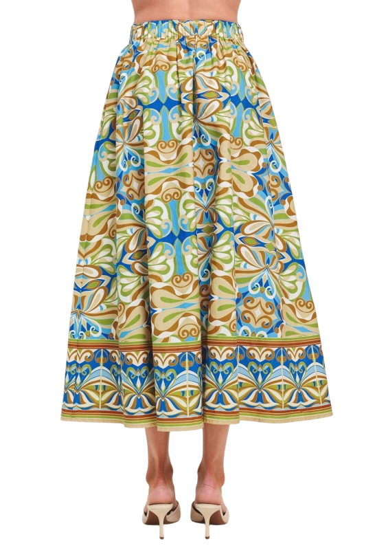 Blue & Green Abstract Skirt