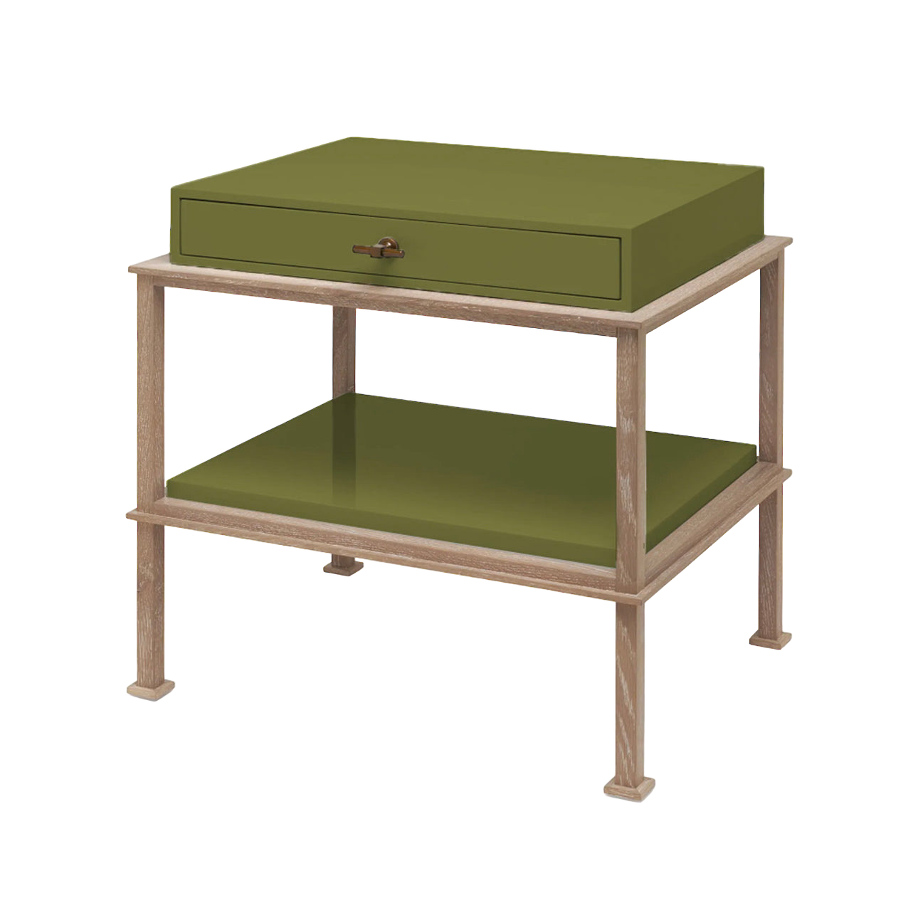 Gambrel Nightstand - Light Olive and Oak