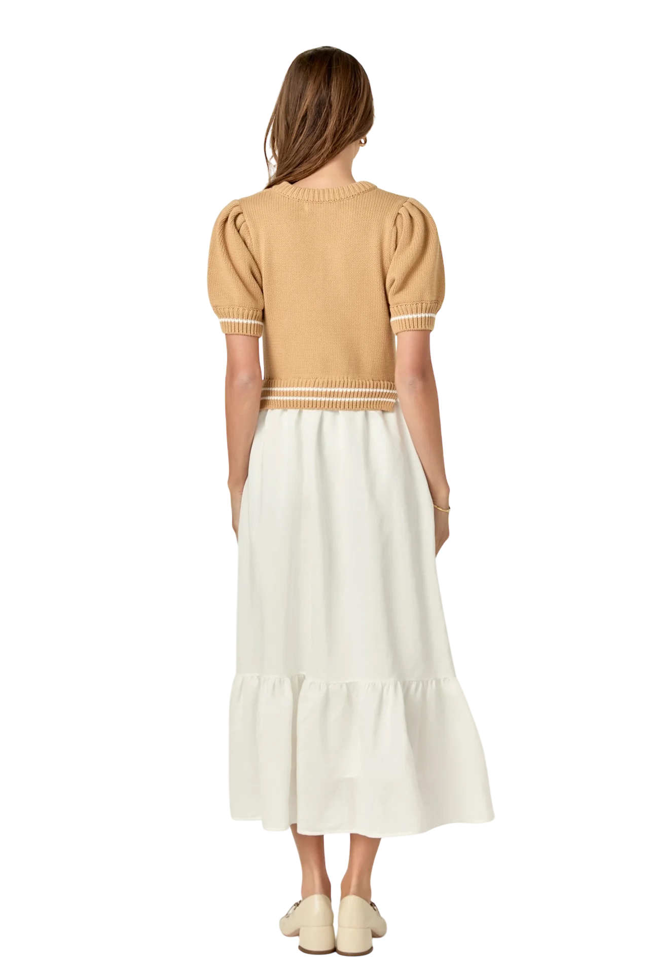 Camel Mixed Media Midi