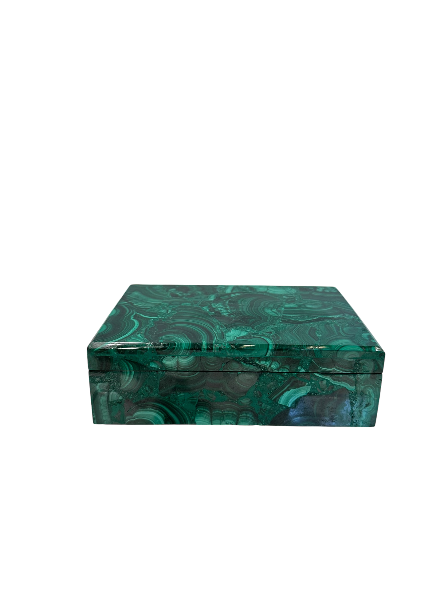 Hinged Rectangular Malachite Box