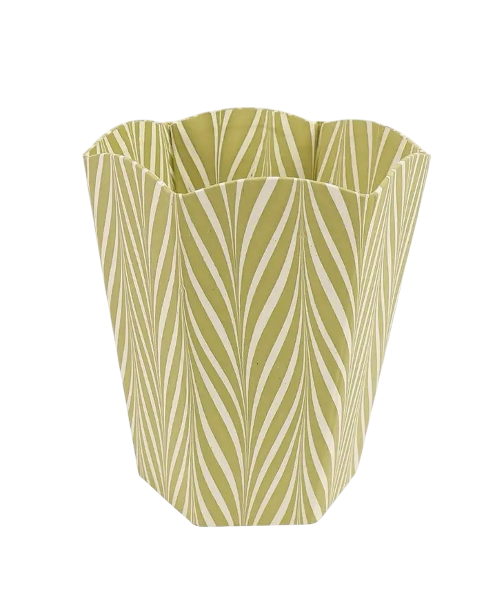 Marbled Scalloped Waste Bin - Moss Banyan