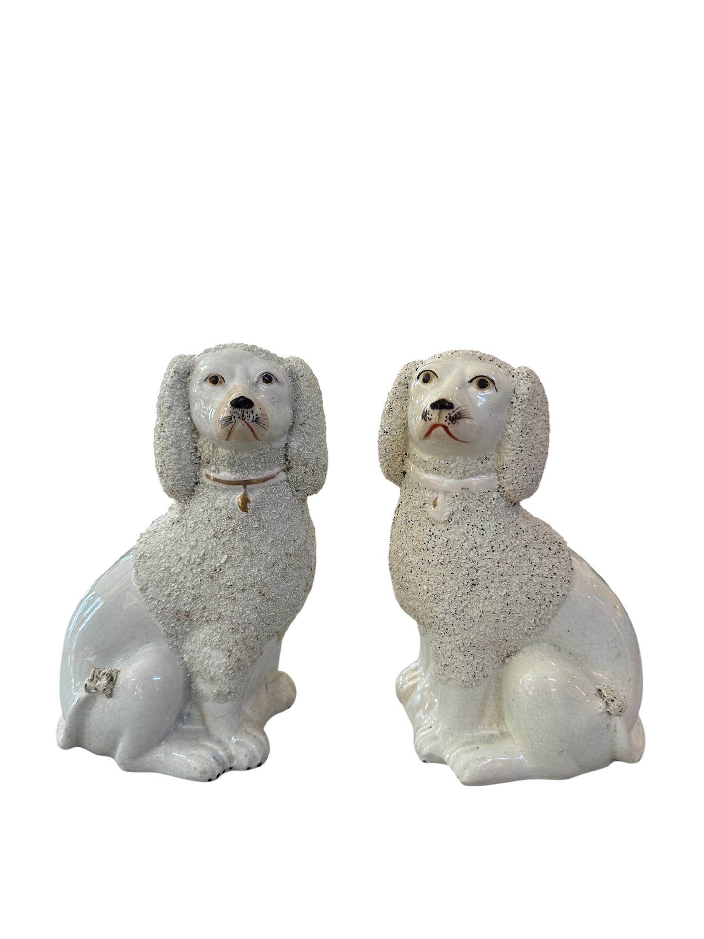 Rare C. 1860 Staffordshire Confetti Poodle Pair