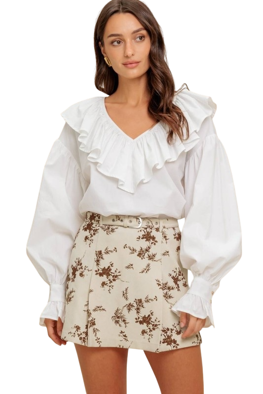 Chocolate Toile Belted Skort