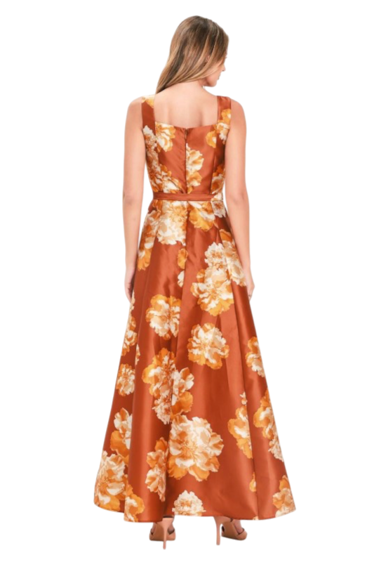 Rust Floral Jacquard Maxi