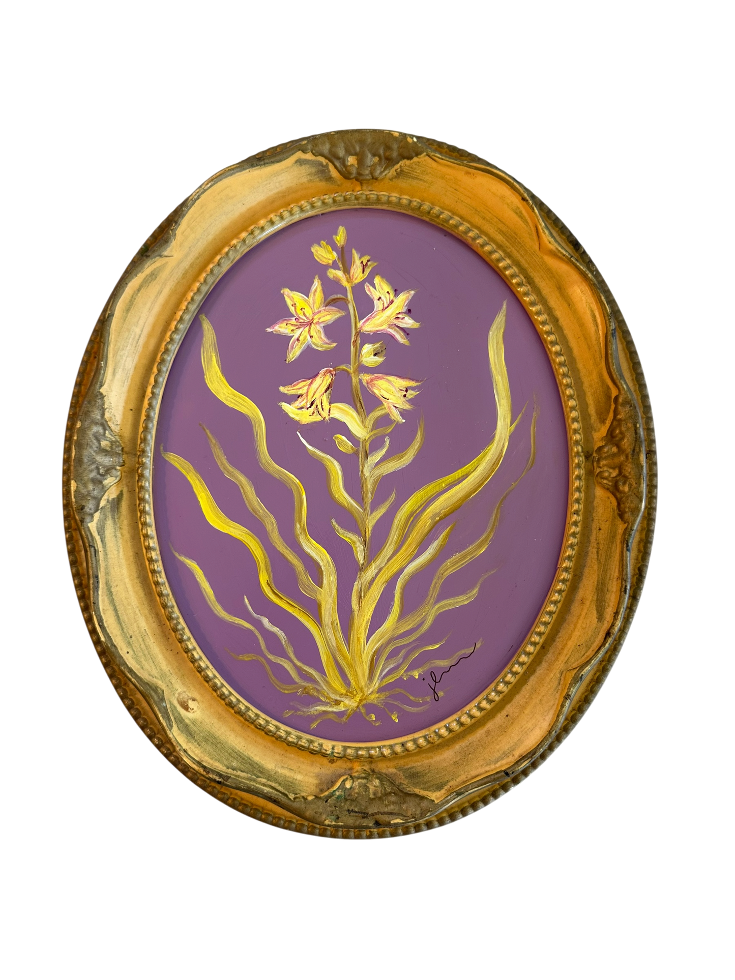 Jenn Leverett Art - Lilac & Yellow Blooms Oval