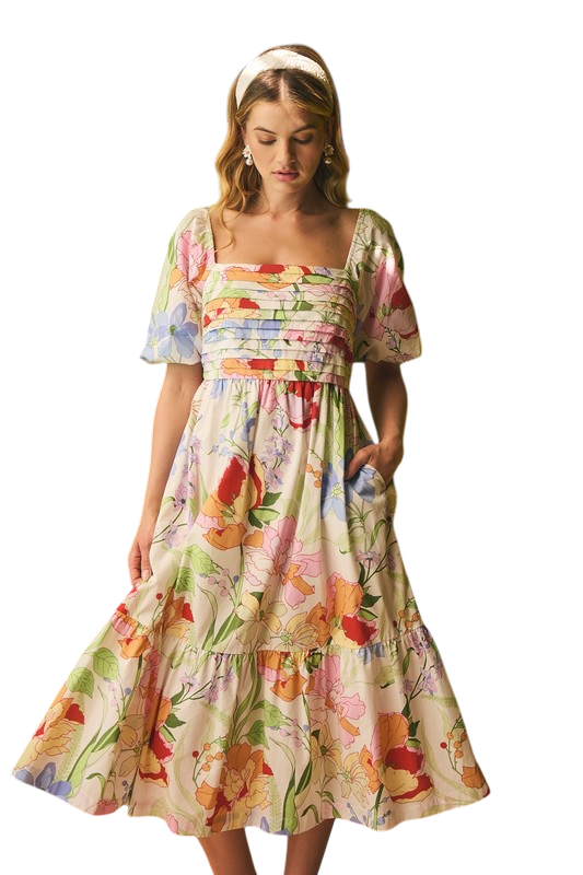 Juliet Pleated Floral Midi