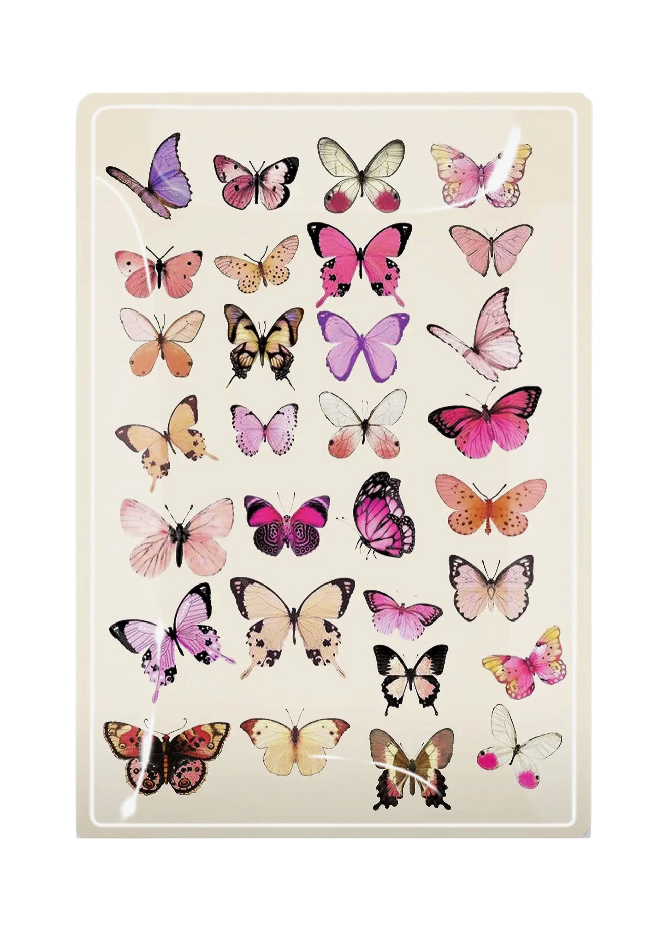 Pink Butterflies Decoupage Glass Tray