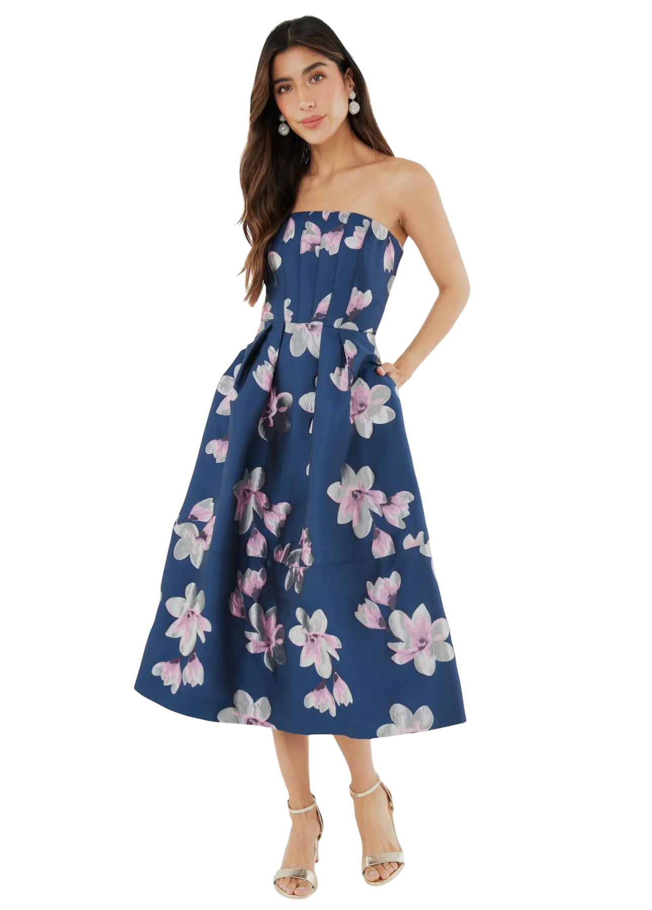 Catherine Dress Blue Plumeria