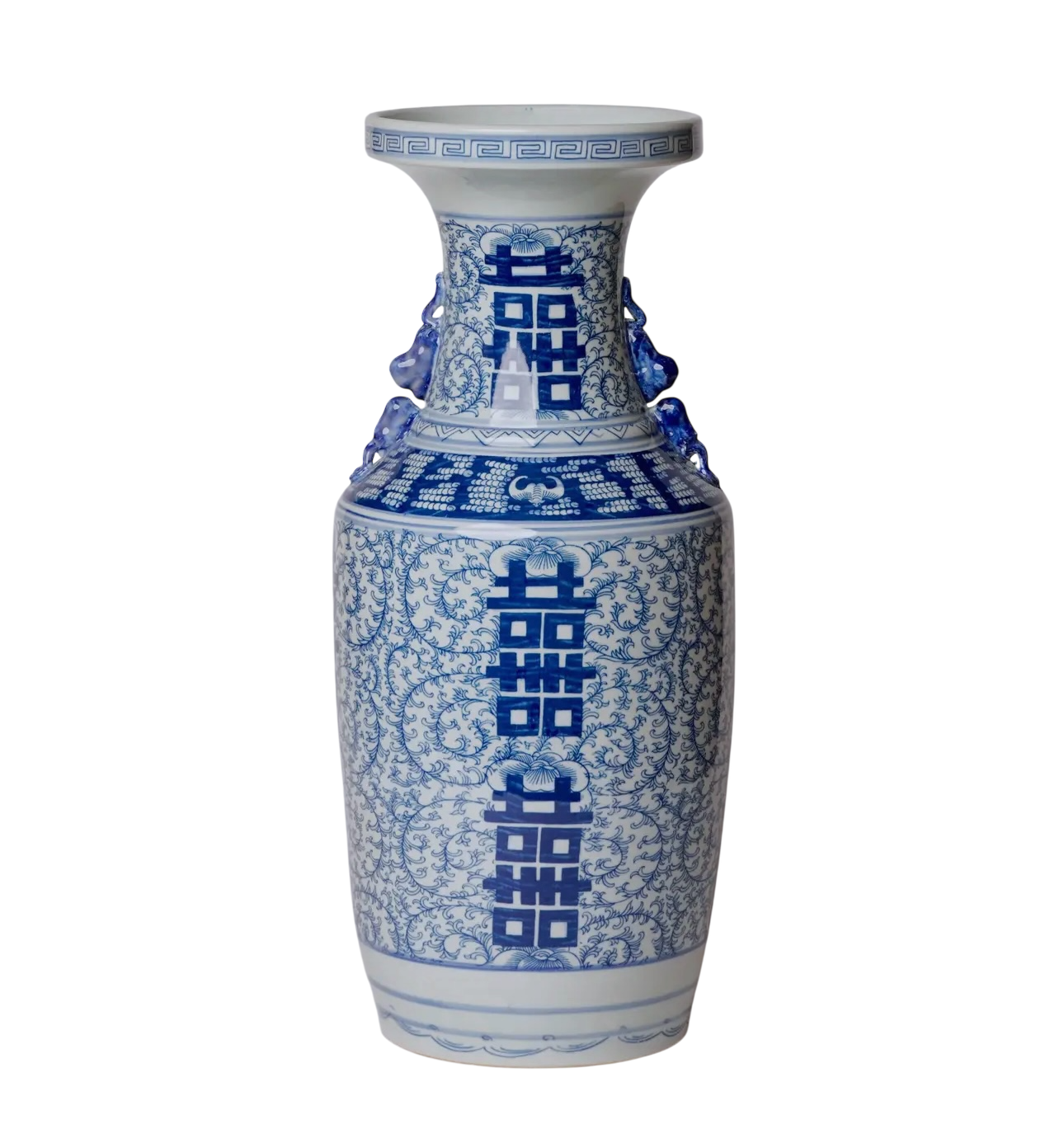 Extra Large Blue & White Double Happiness Vase