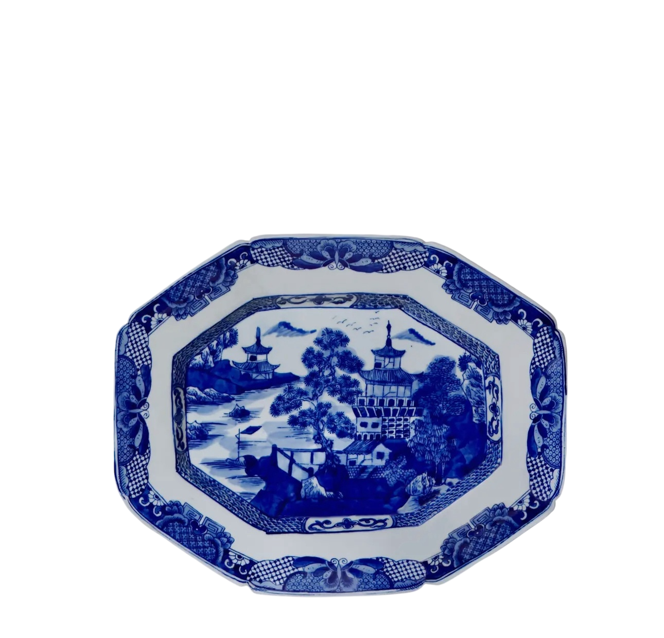 Small Blue & White Willow Ware Platter