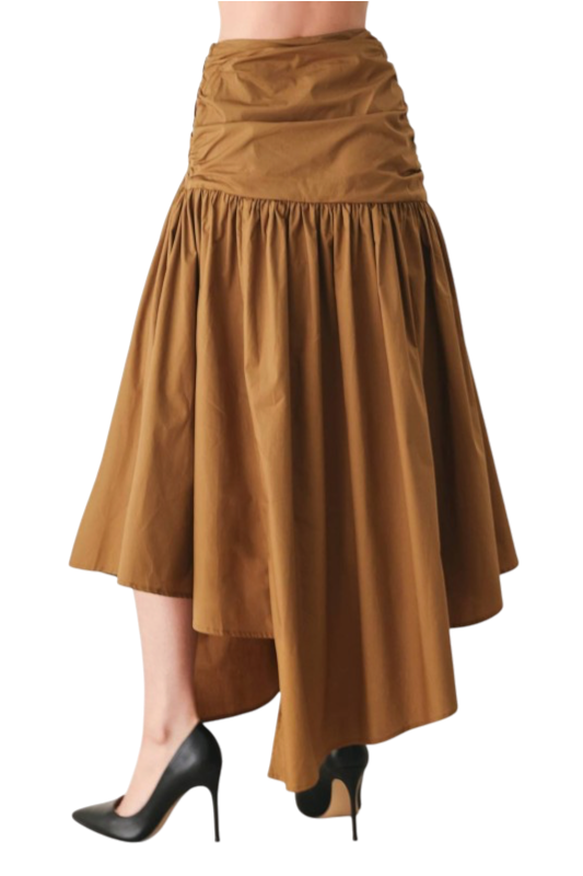 High-Low Midi Skirt in Cognac