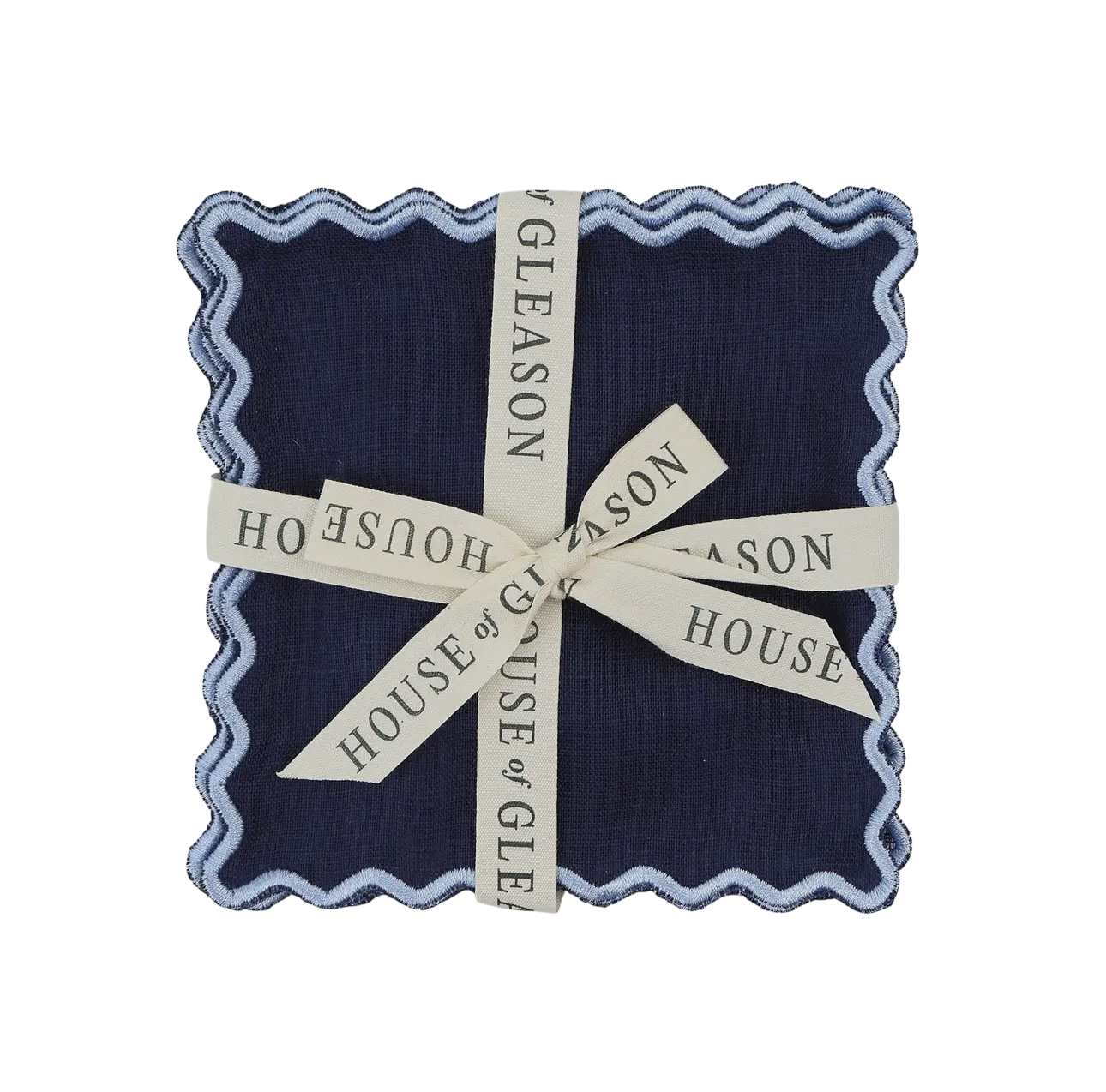 Navy Linen Square Cocktail Napkins - Set of 4